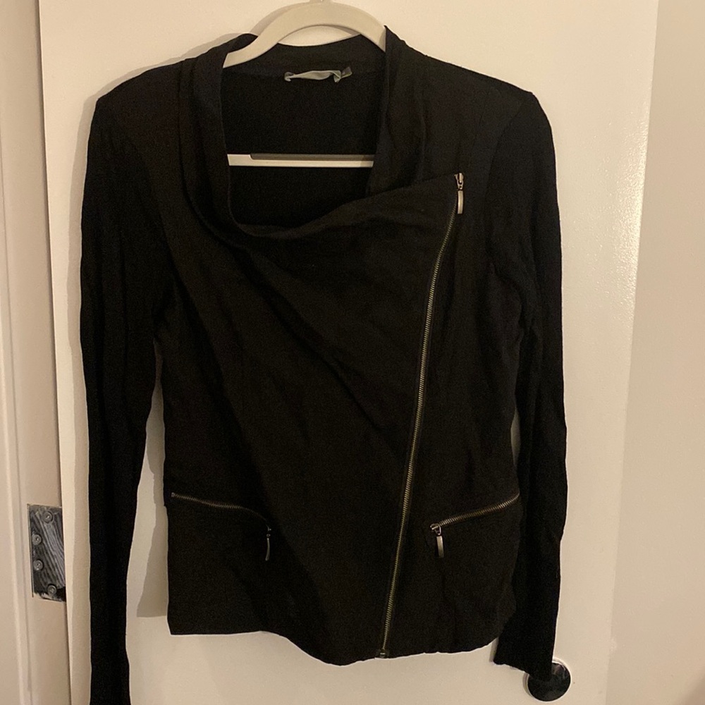 Moto cardigan with asymmetrical zipper